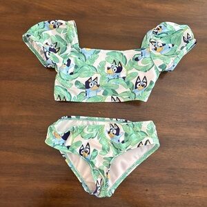 BLUEY Girls Toddler 2 Piece Swimsuit 3T Green White